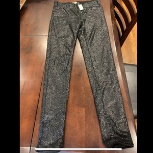 Lined sequined black pants